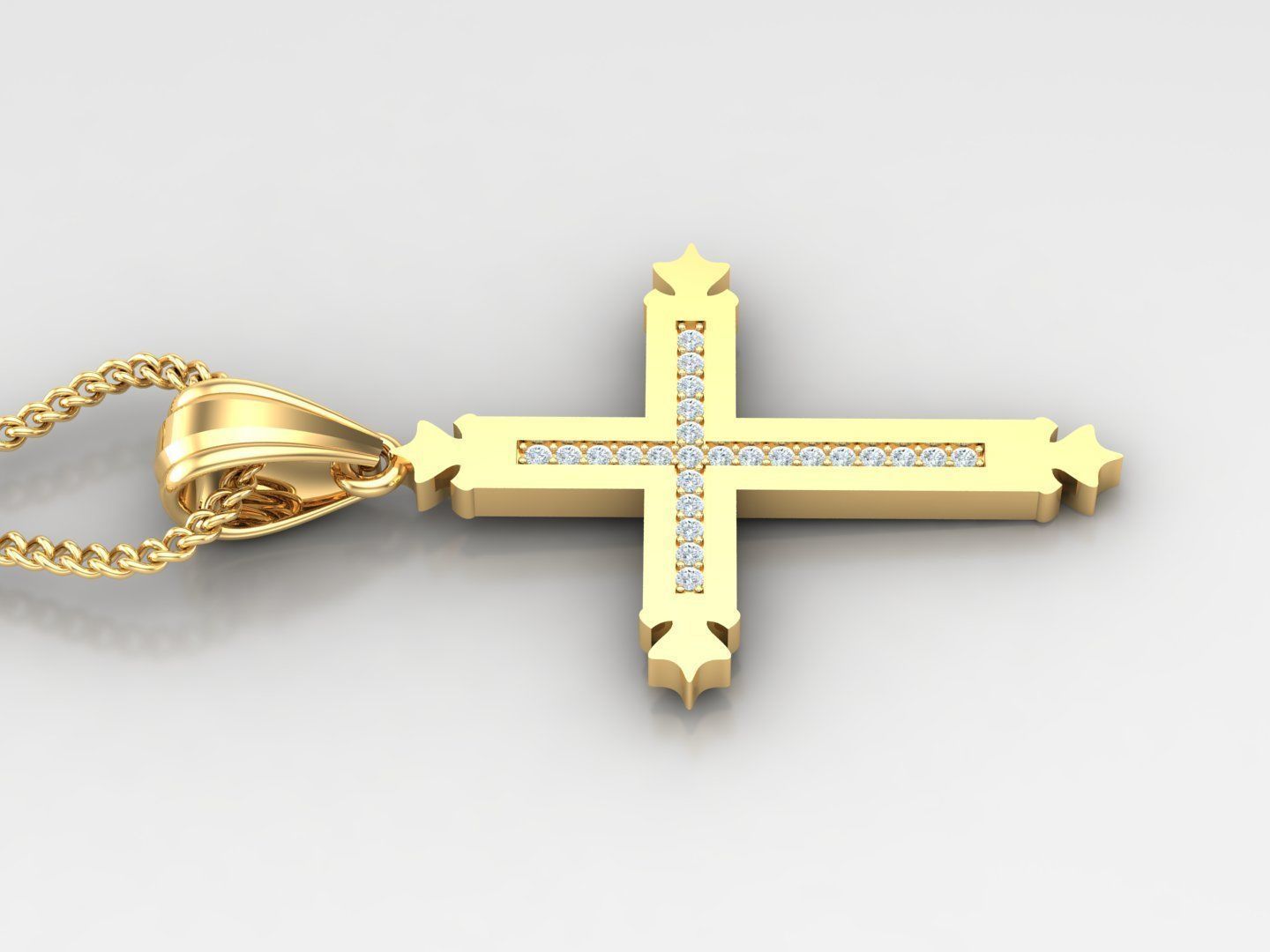 High Cross Pendant Light Gold 18K 4CP013 3D print model_3