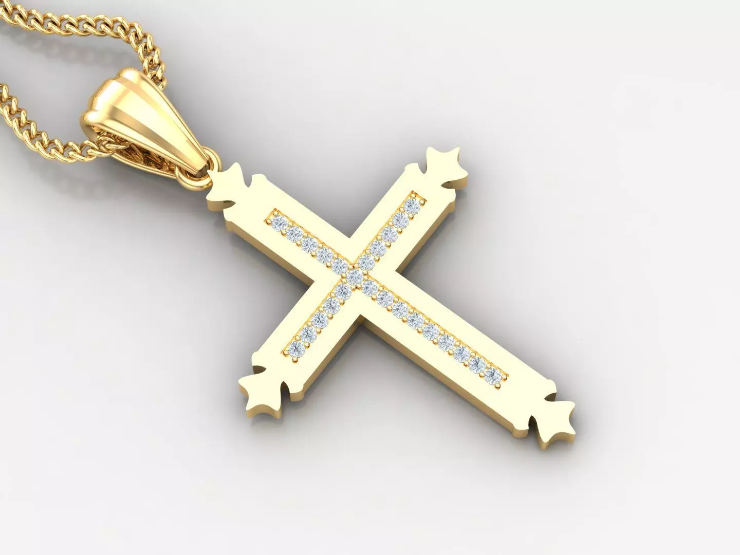 High Cross Pendant Light Gold 18K 4CP013 3D print model_0