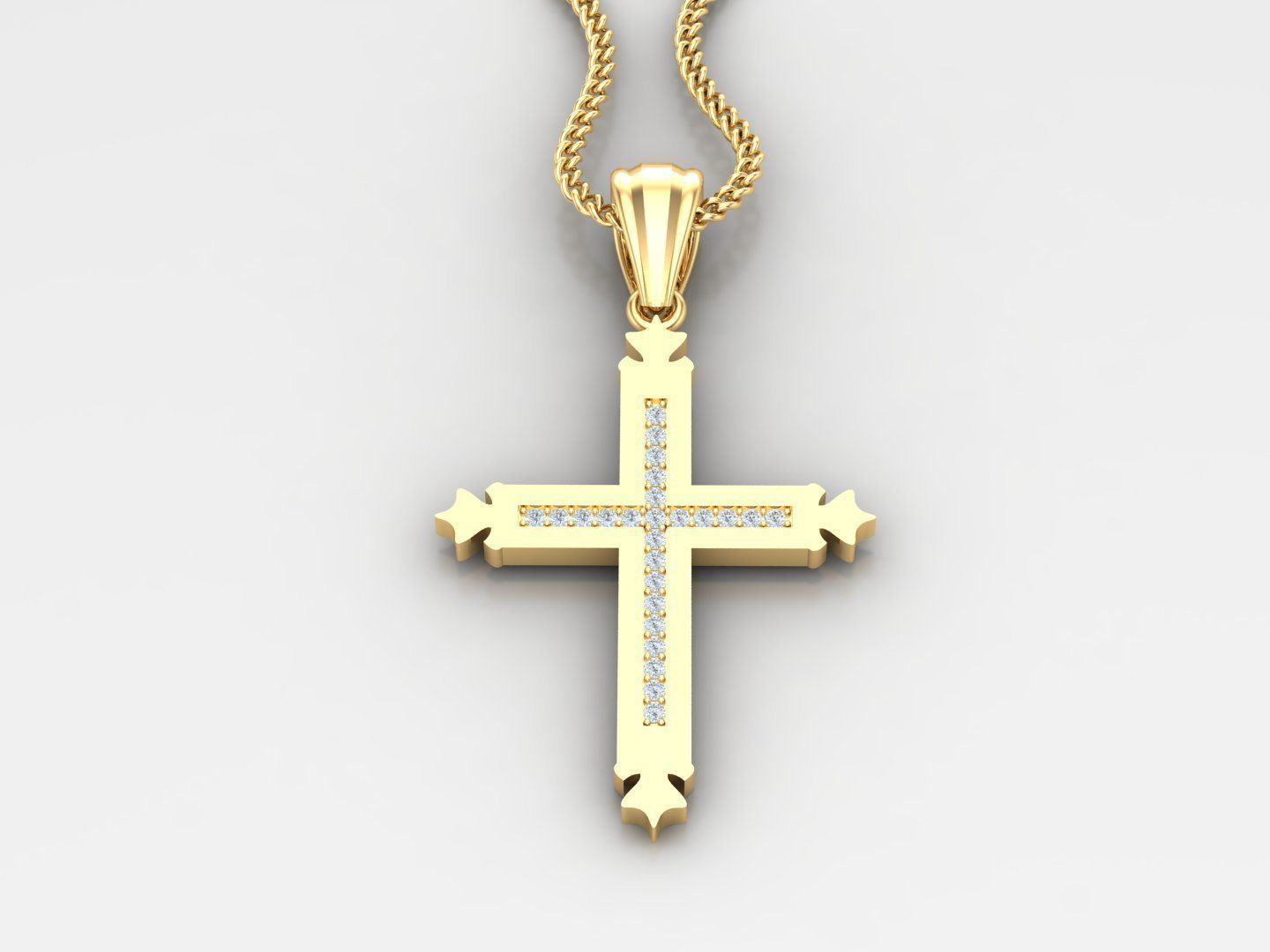 High Cross Pendant Light Gold 18K 4CP013 3D print model_2