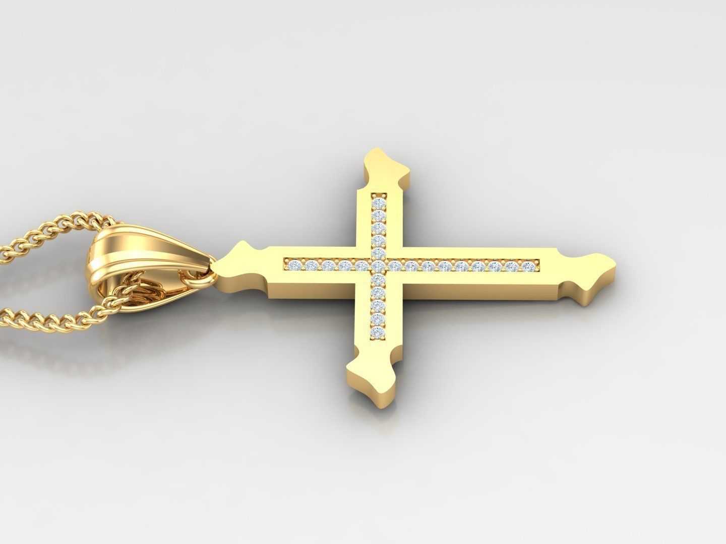 High Cross Pendant Light Gold 18K 4CP012 3D print model_3