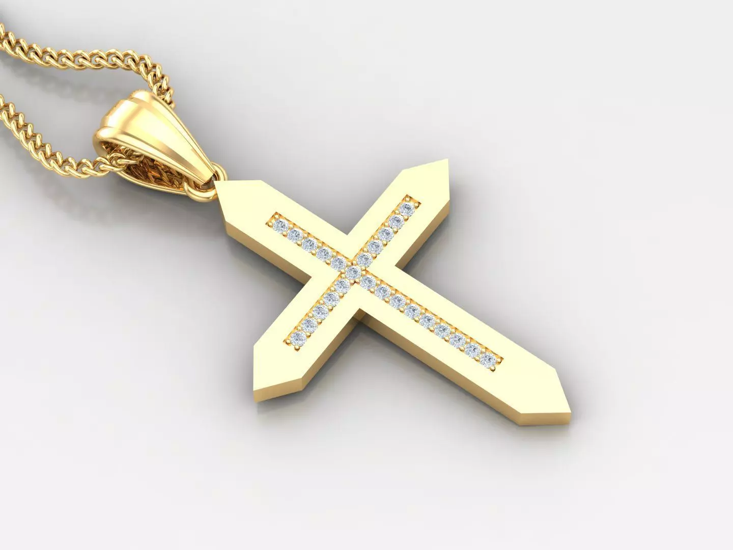 High Cross Pendant Light Gold 18K 4CP011 3D print model_0