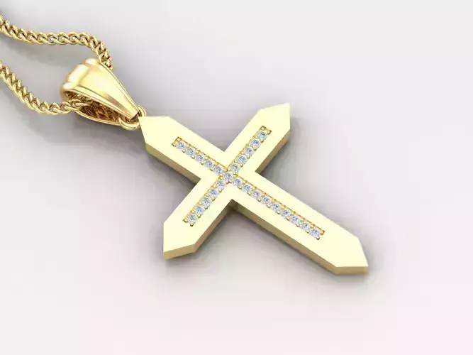 High Cross Pendant Light Gold 18K 4CP011 3D print model