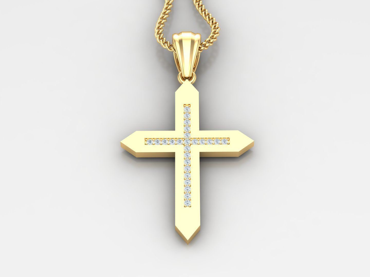 High Cross Pendant Light Gold 18K 4CP011 3D print model_2