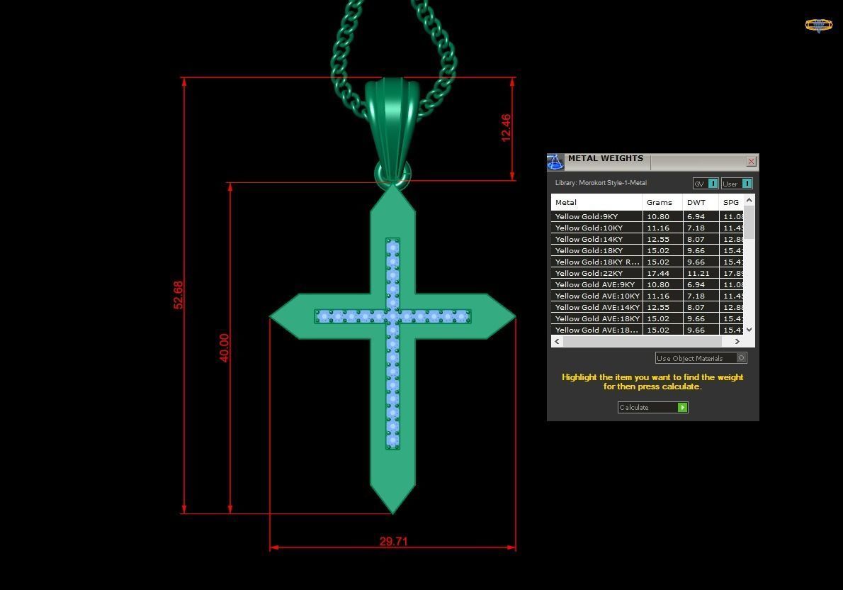 High Cross Pendant Light Gold 18K 4CP011 3D print model_1