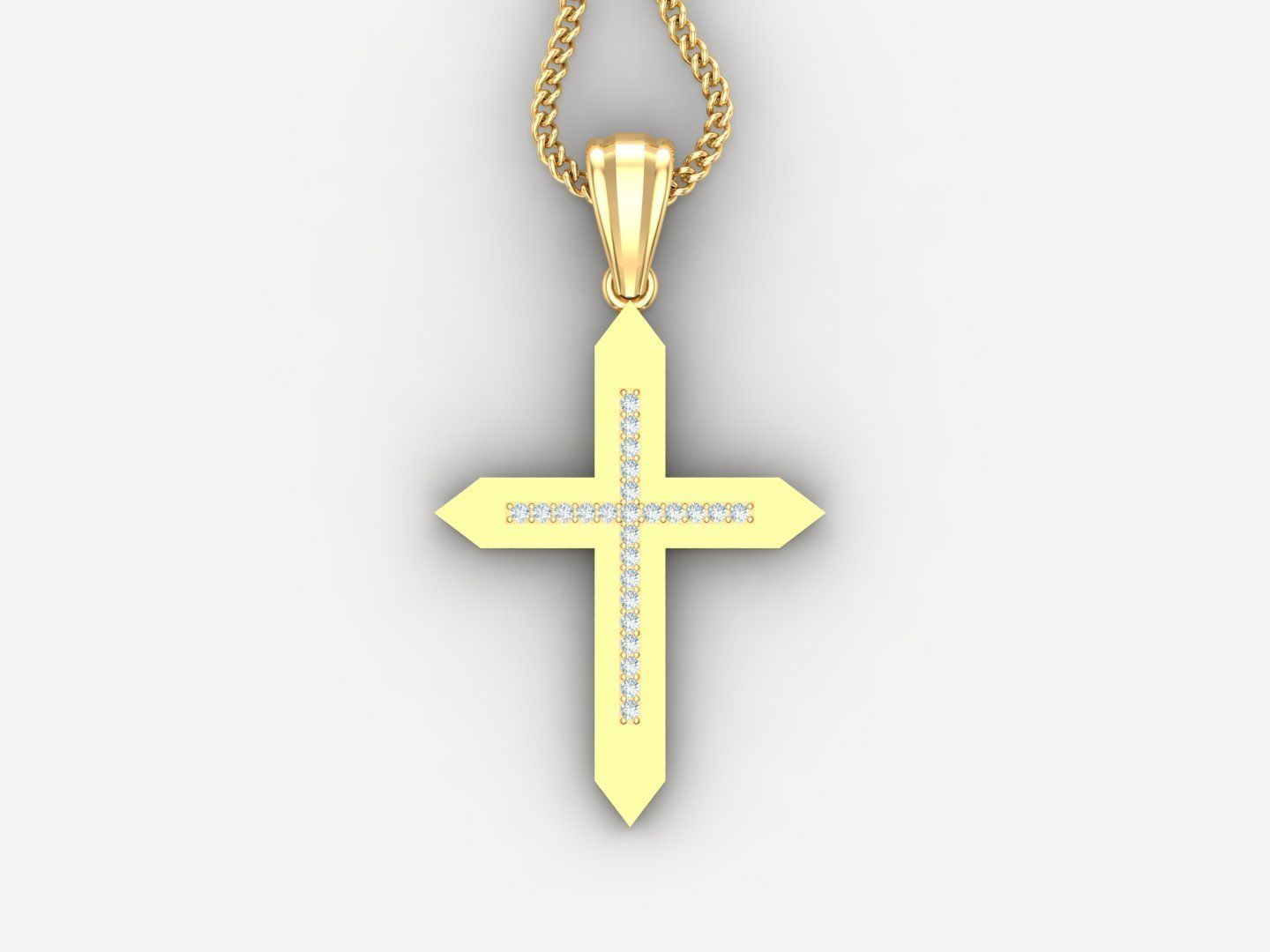 High Cross Pendant Light Gold 18K 4CP011 3D print model_4