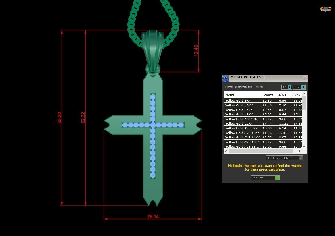 High Cross Pendant Light Gold 18K 4CP010 3D print model_1