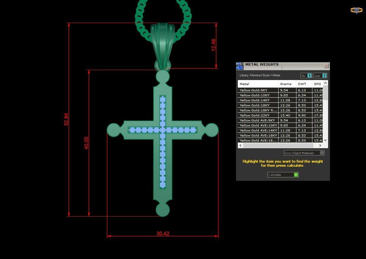 High Cross Pendant Light Gold 18K 4CP009 3D print model_1