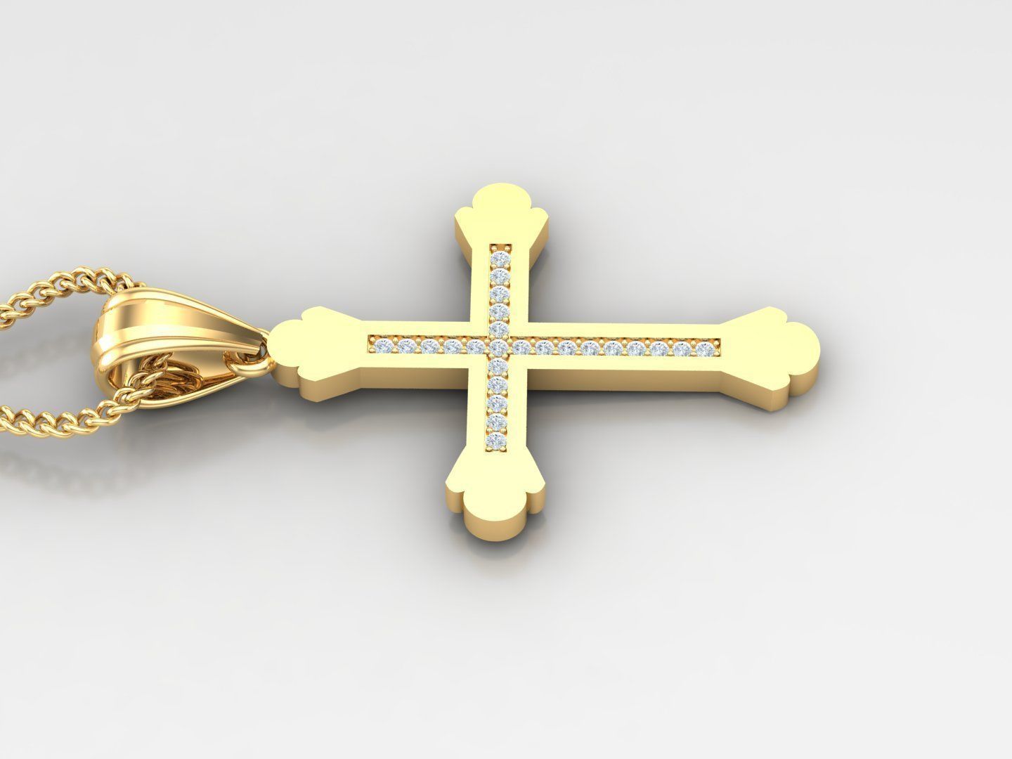 High Cross Pendant Light Gold 18K 4CP008 3D print model_3
