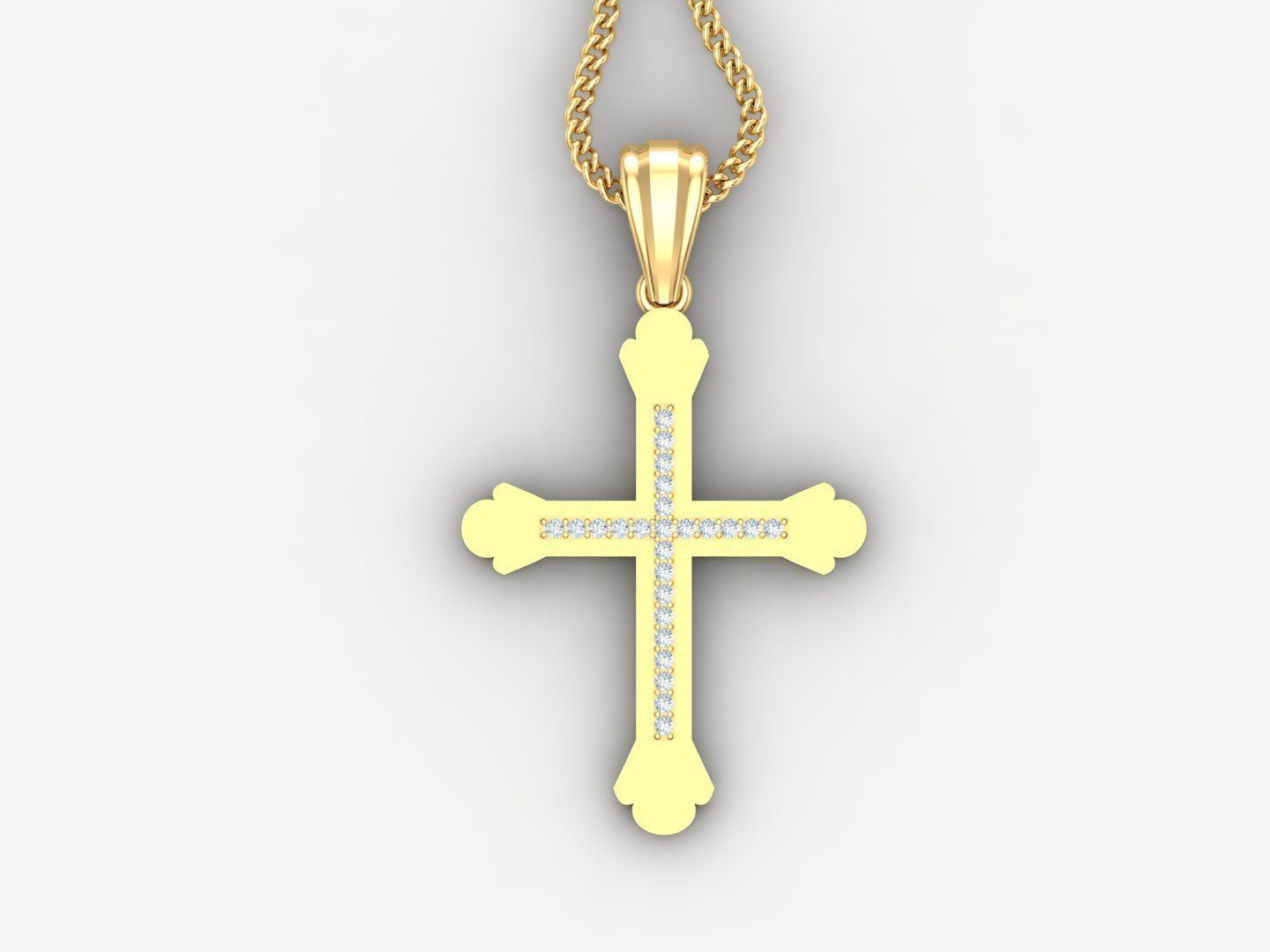 High Cross Pendant Light Gold 18K 4CP008 3D print model_4