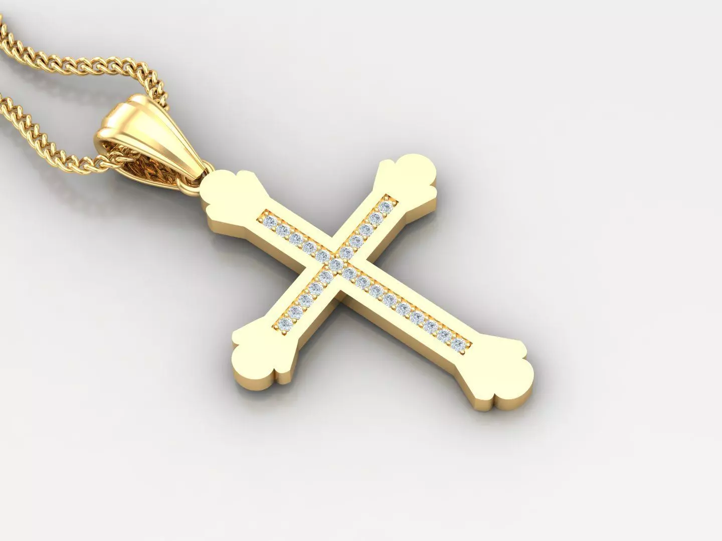High Cross Pendant Light Gold 18K 4CP008 3D print model_0