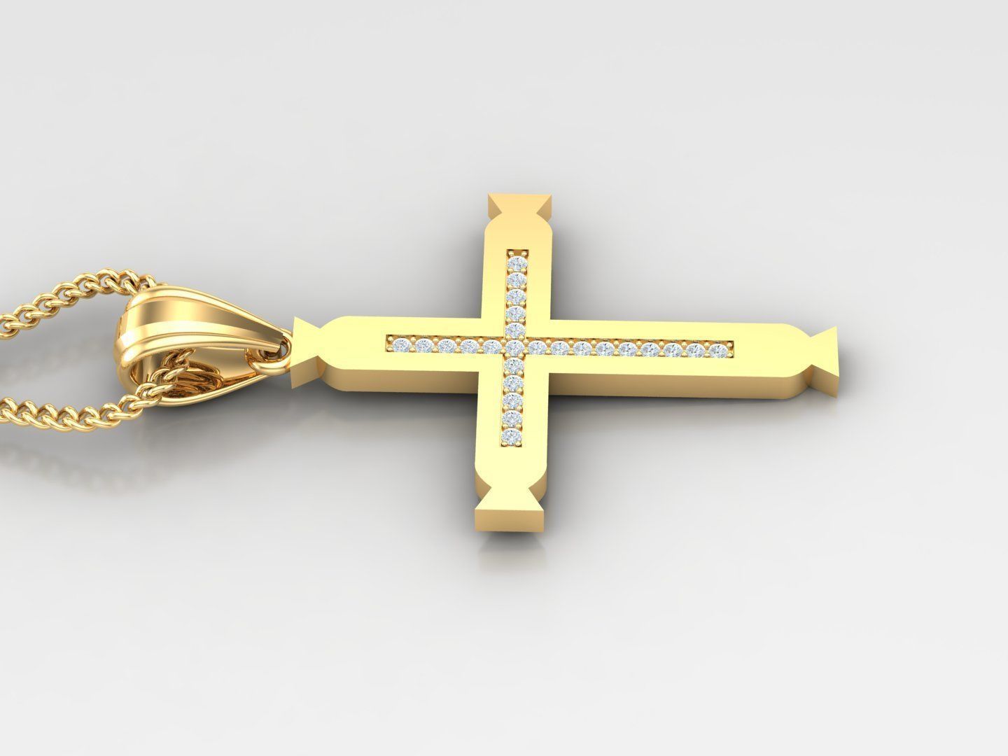 High Cross Pendant Light Gold 18K 4CP007 3D print model_3