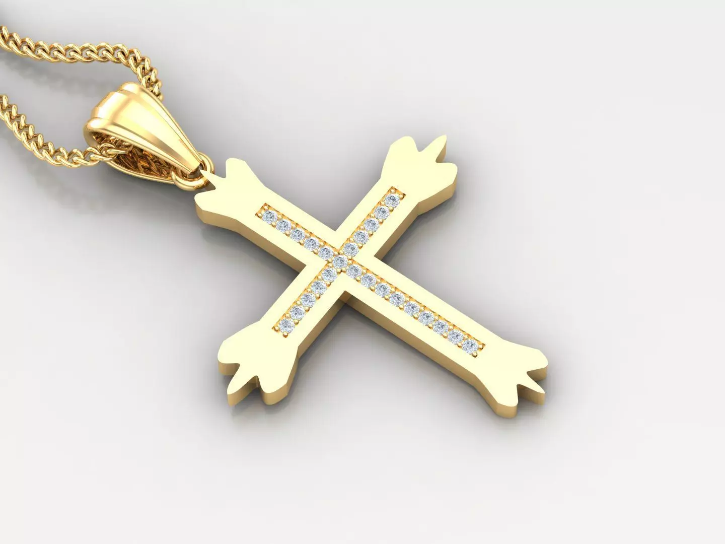 High Cross Pendant Light Gold 18K 4CP006 3D print model_0