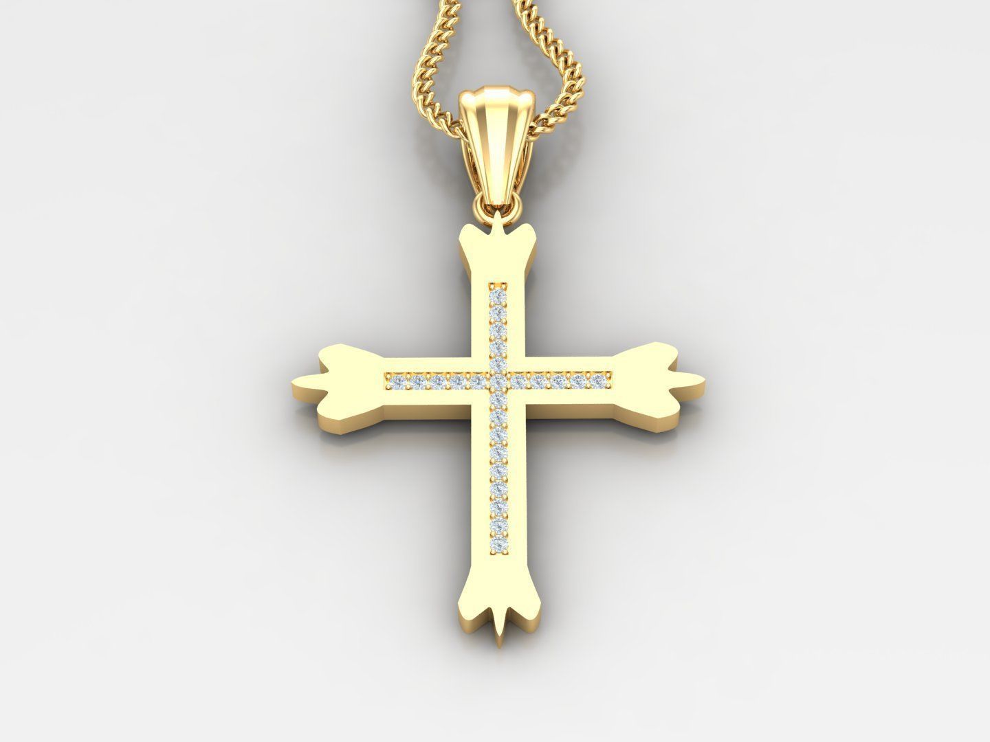 High Cross Pendant Light Gold 18K 4CP006 3D print model_2