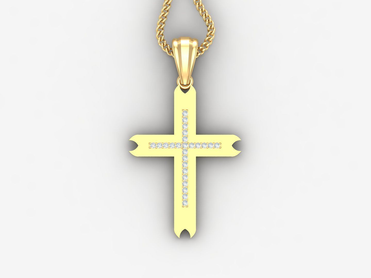 High Cross Pendant Light Gold 18K 4CP005 3D print model_4