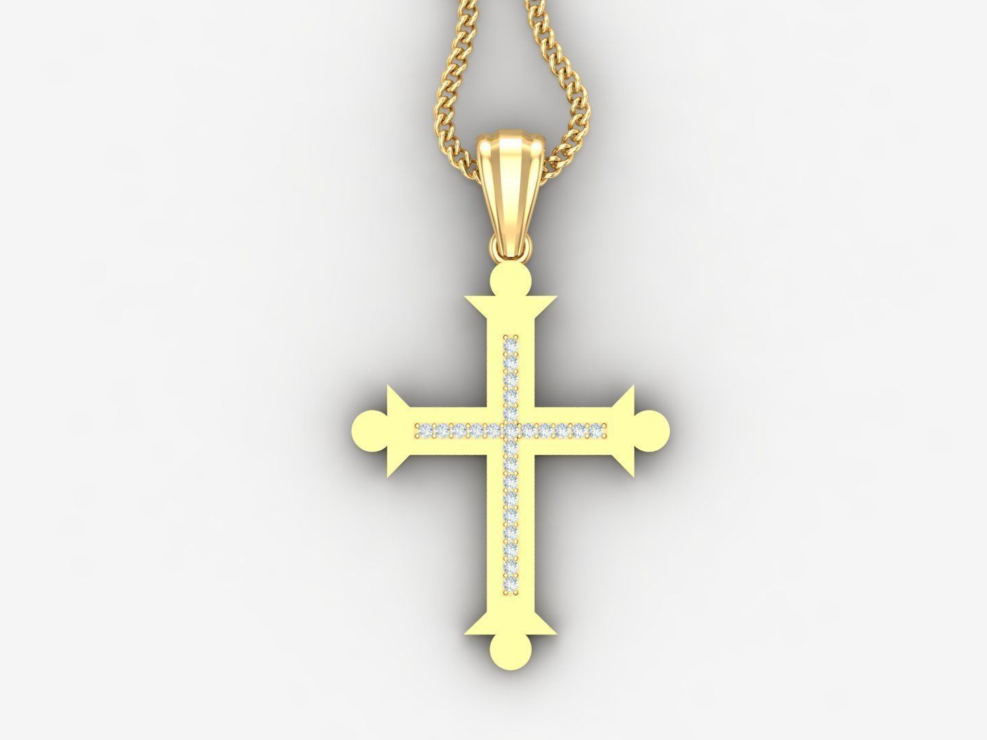 High Cross Pendant Light Gold 18K 4CP004 3D print model_4