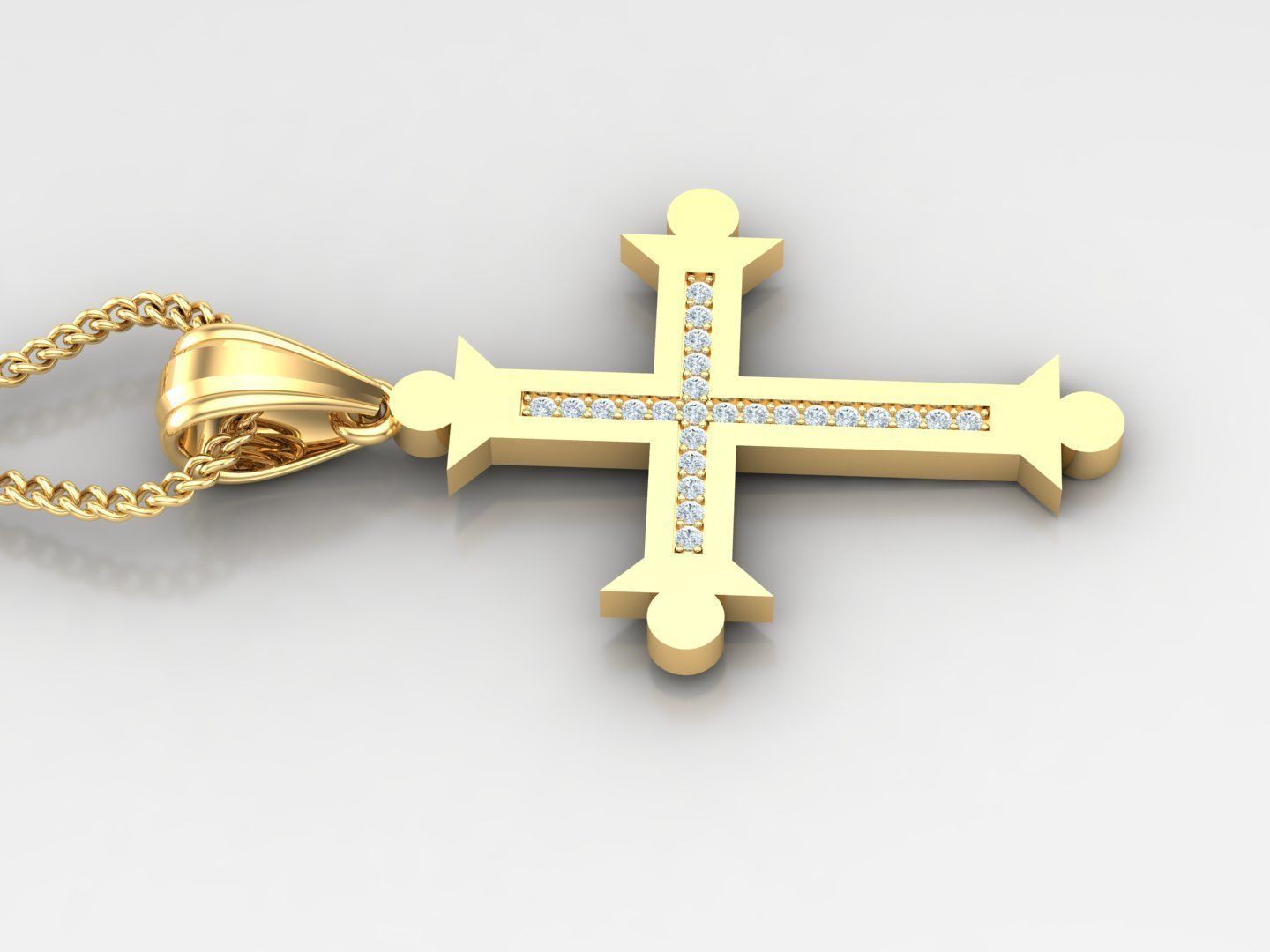 High Cross Pendant Light Gold 18K 4CP004 3D print model_3