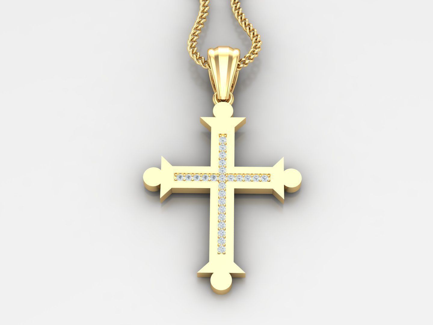 High Cross Pendant Light Gold 18K 4CP004 3D print model_2