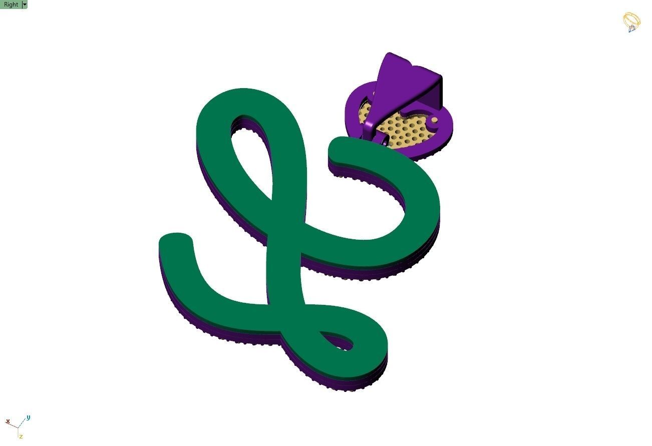 Custom Cursive Initial L Letter Diamond Pendant A to Z Alphabet 3D print model_10