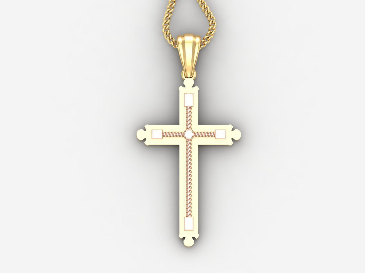 High Cross Pendant Light Gold 18K 4CP003 3D print model_4
