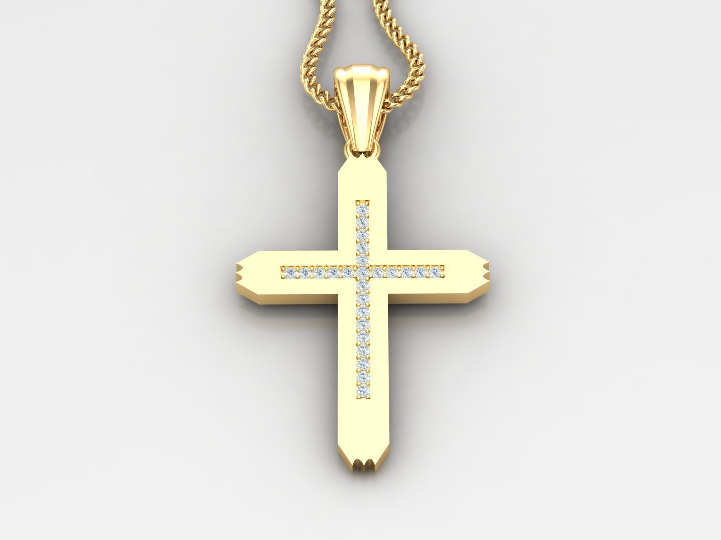 High Cross Pendant Light Gold 18K 4CP002 3D print model_2