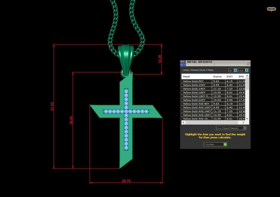 High Cross Pendant Light Gold 18K 4CP001 3D print model_1