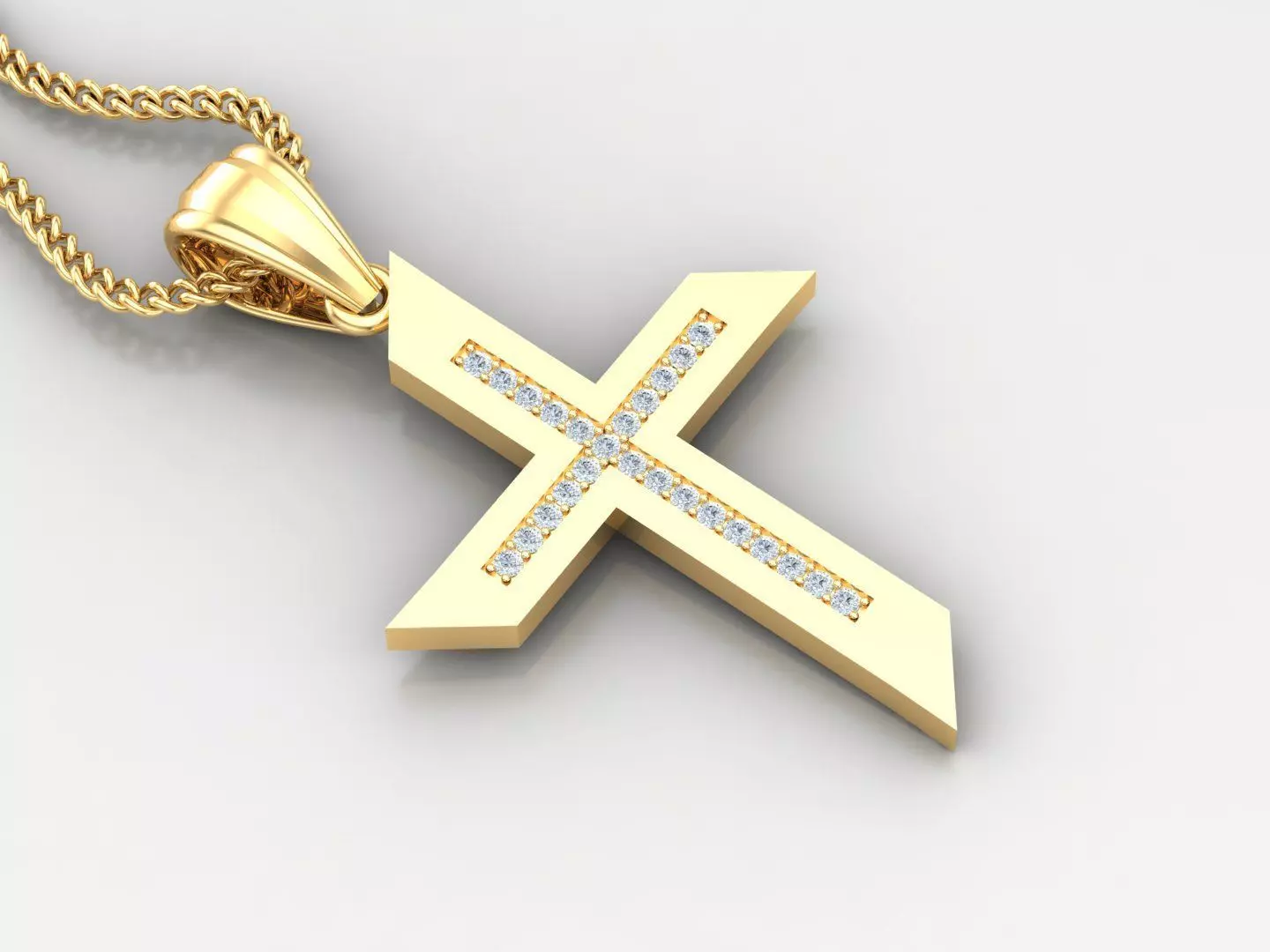 High Cross Pendant Light Gold 18K 4CP001 3D print model_0