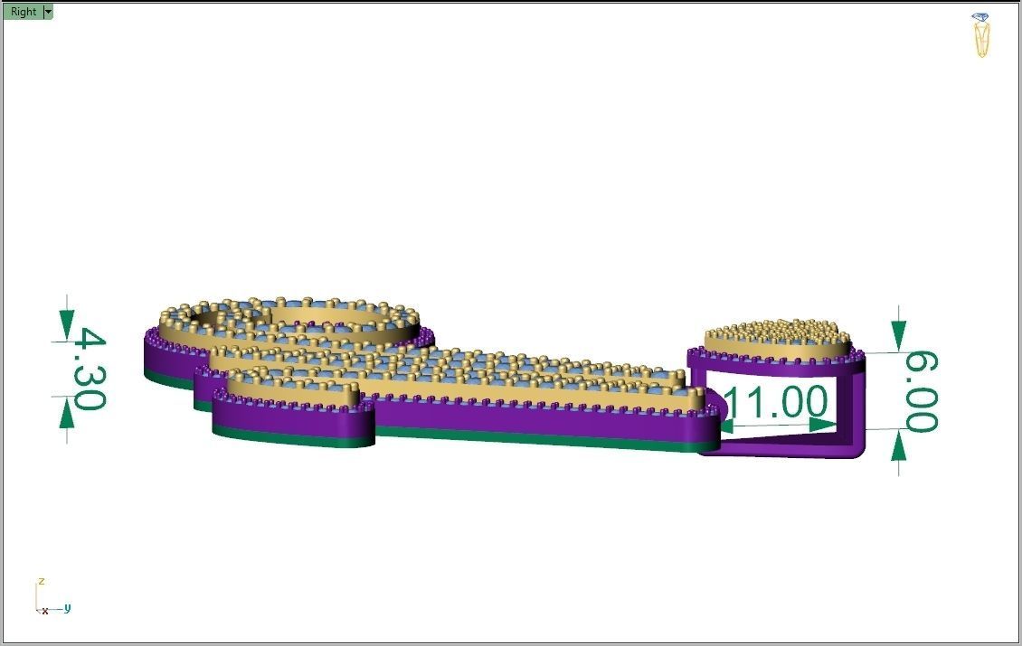 Custom Cursive Initial M Letter Diamond Pendant A to Z Alphabet 3D print model_7