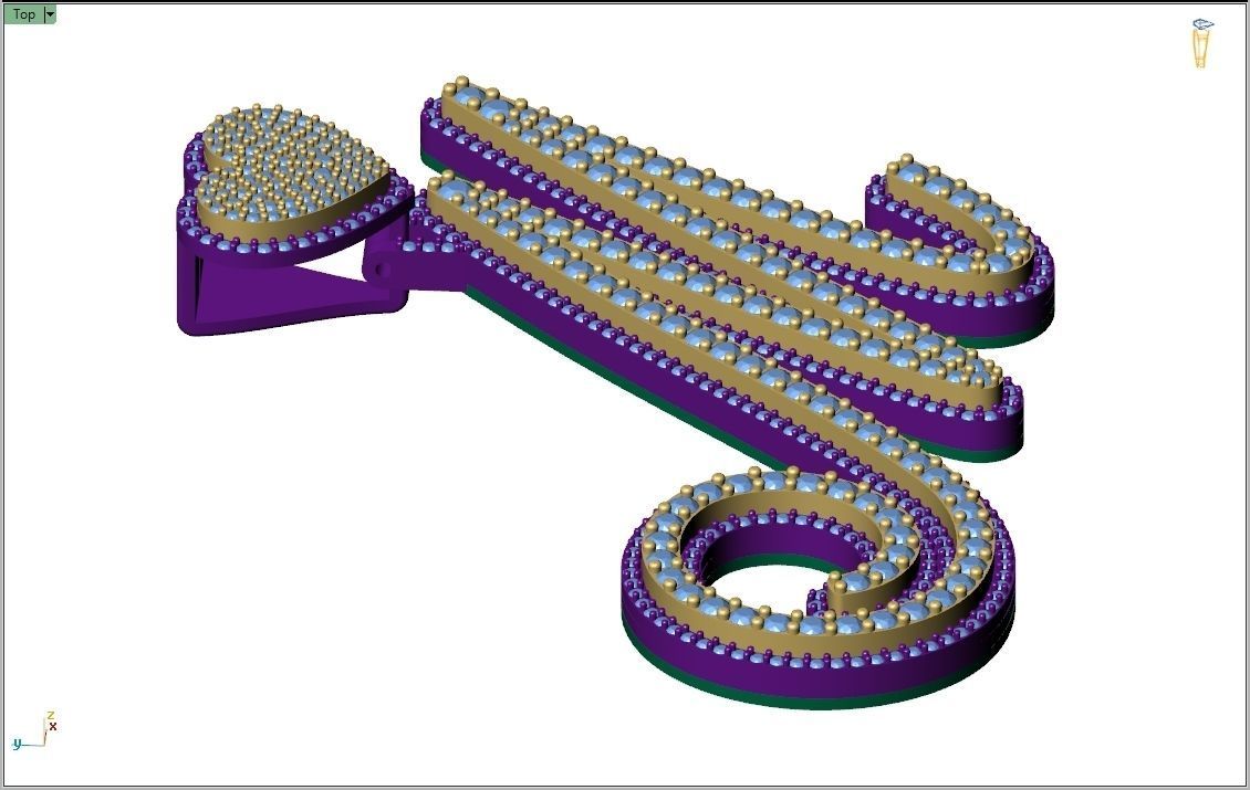 Custom Cursive Initial M Letter Diamond Pendant A to Z Alphabet 3D print model_9