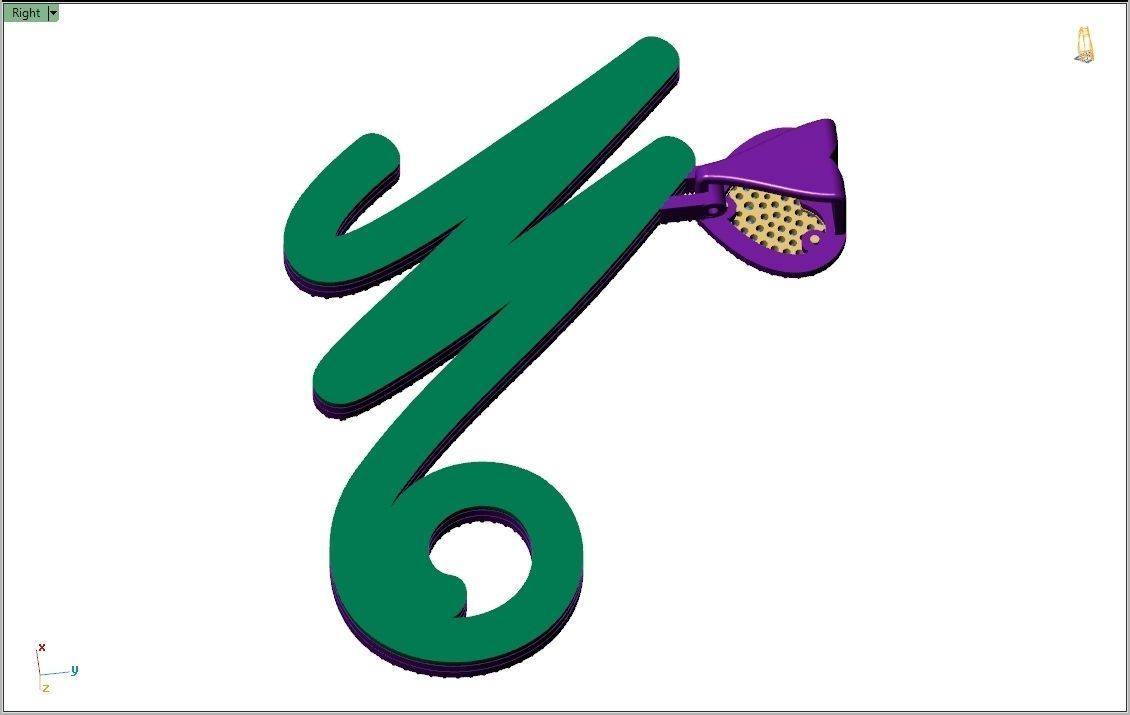 Custom Cursive Initial M Letter Diamond Pendant A to Z Alphabet 3D print model_10