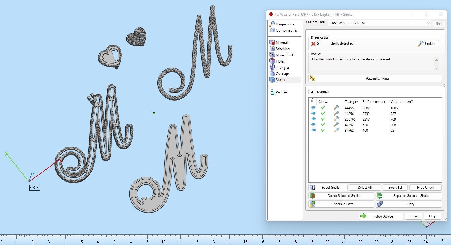 Custom Cursive Initial M Letter Diamond Pendant A to Z Alphabet 3D print model_20