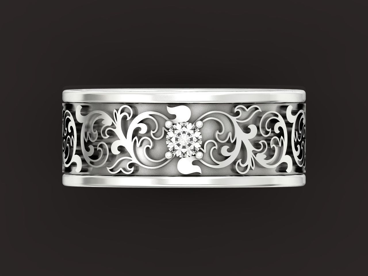leaf pattern Wedding Ring 1287 3D print model_13