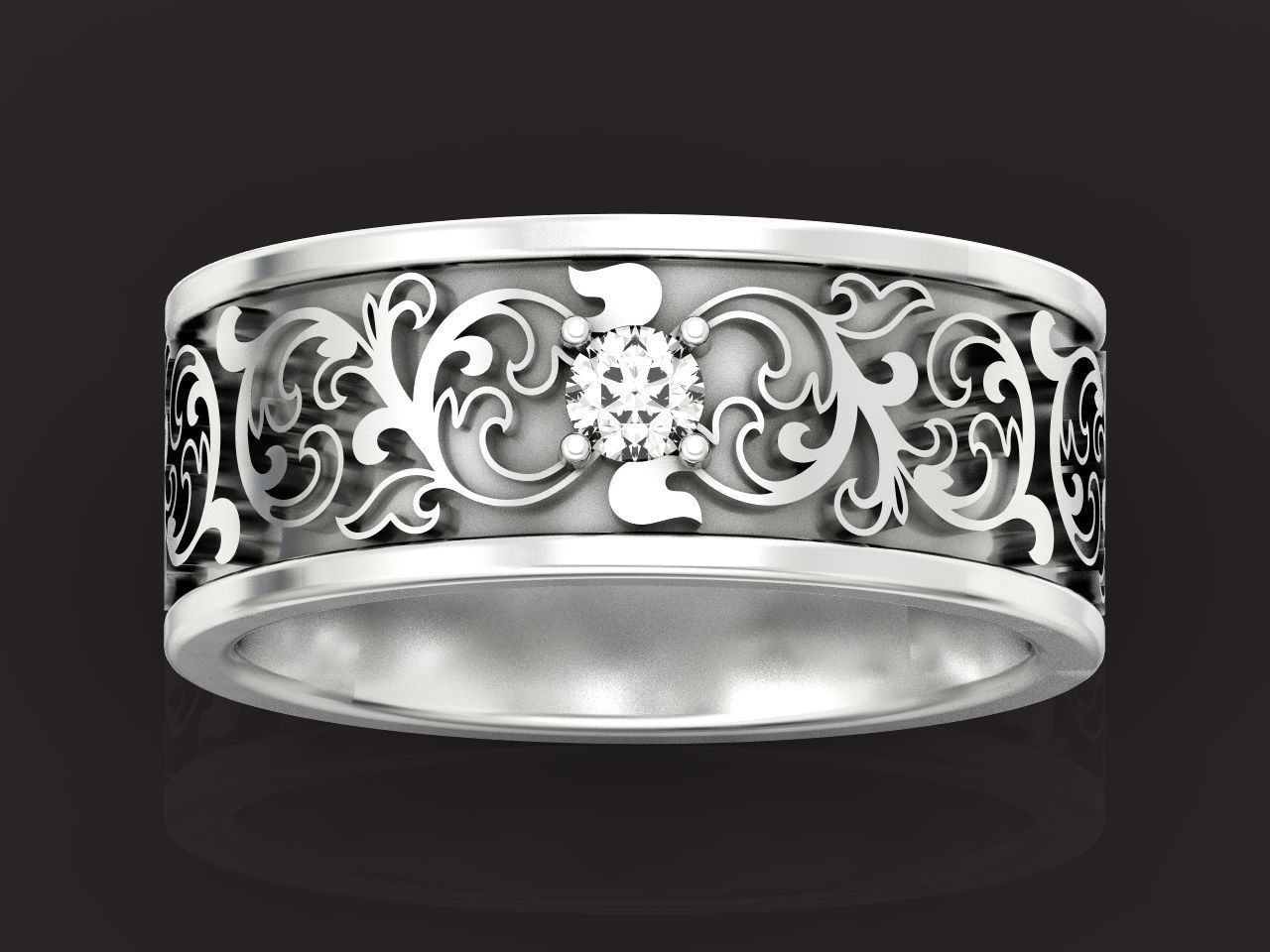 leaf pattern Wedding Ring 1287 3D print model_29
