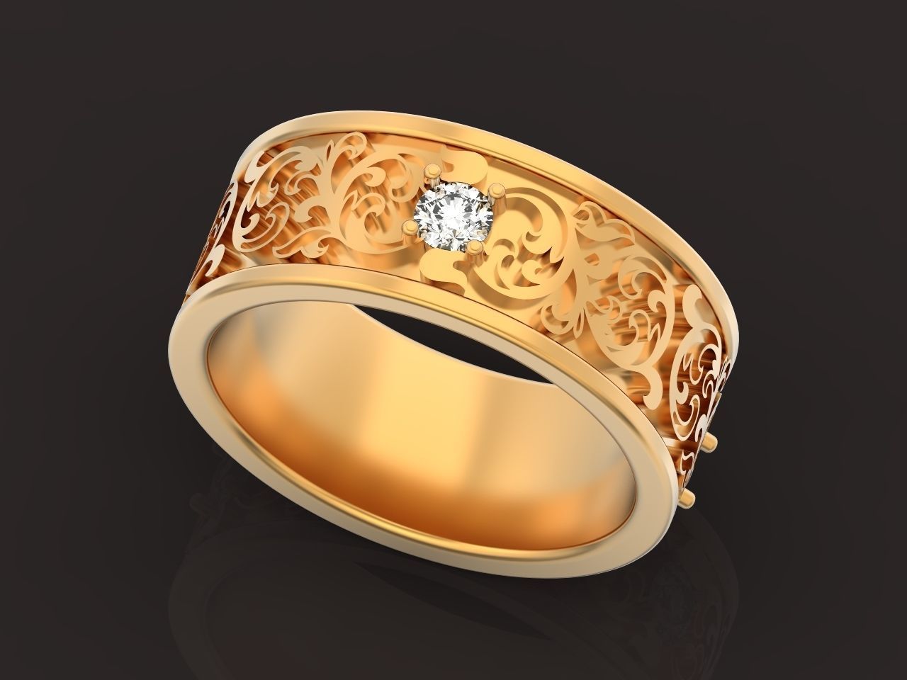 leaf pattern Wedding Ring 1287 3D print model_36
