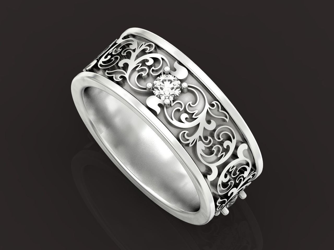 leaf pattern Wedding Ring 1287 3D print model_31