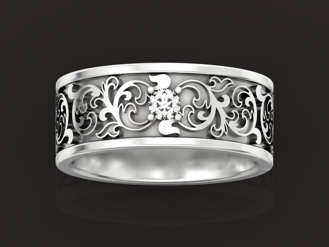 leaf pattern Wedding Ring 1287 3D print model_22