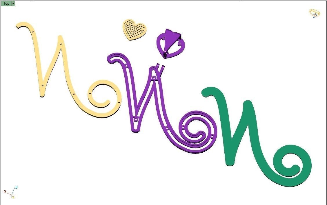 Custom Cursive Initial N Letter Diamond Pendant A to Z Alphabet 3D print model_13