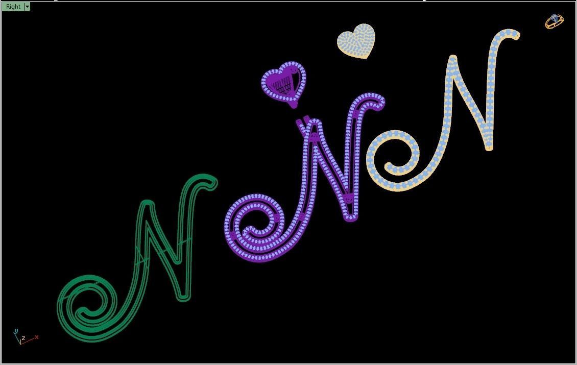 Custom Cursive Initial N Letter Diamond Pendant A to Z Alphabet 3D print model_16