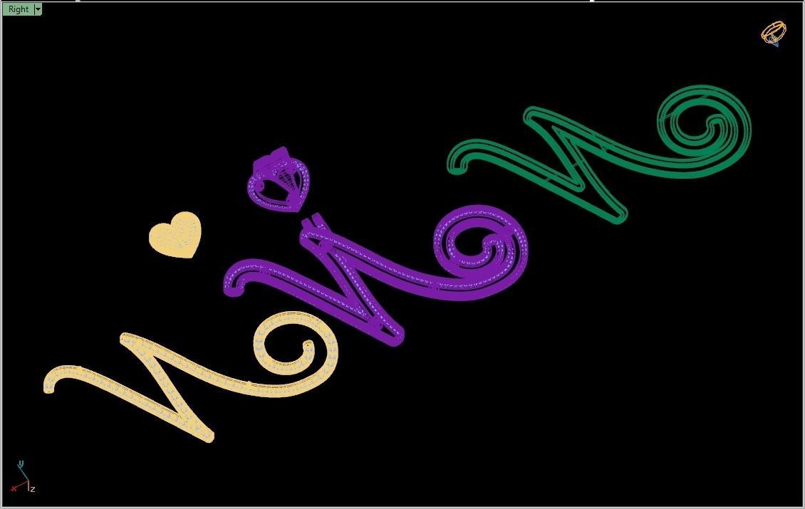 Custom Cursive Initial N Letter Diamond Pendant A to Z Alphabet 3D print model_17