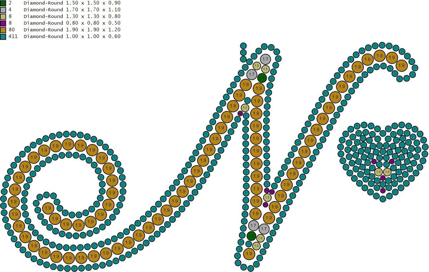 Custom Cursive Initial N Letter Diamond Pendant A to Z Alphabet 3D print model_18