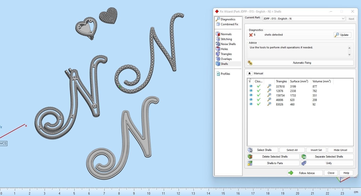 Custom Cursive Initial N Letter Diamond Pendant A to Z Alphabet 3D print model_19