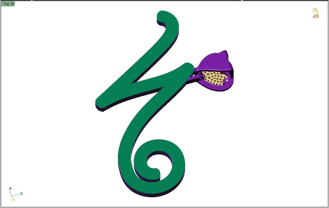 Custom Cursive Initial N Letter Diamond Pendant A to Z Alphabet 3D print model_10