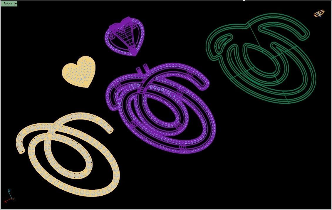 Custom Cursive Initial O Letter Diamond Pendant A to Z Alphabet 3D print model_17