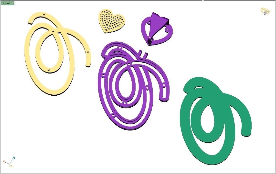 Custom Cursive Initial O Letter Diamond Pendant A to Z Alphabet 3D print model_13