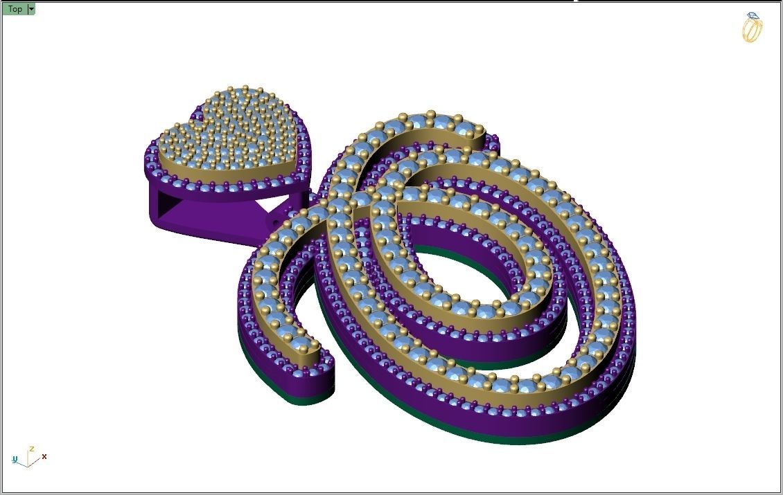 Custom Cursive Initial O Letter Diamond Pendant A to Z Alphabet 3D print model_9