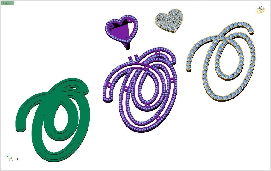 Custom Cursive Initial O Letter Diamond Pendant A to Z Alphabet 3D print model_12