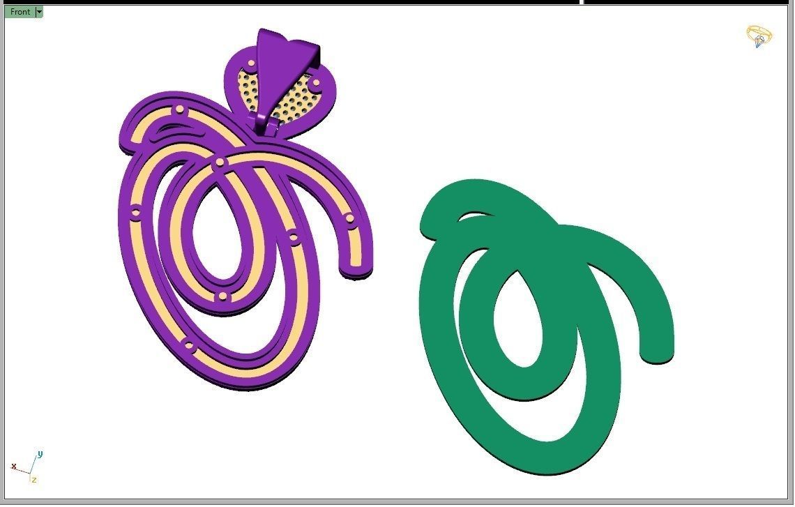 Custom Cursive Initial O Letter Diamond Pendant A to Z Alphabet 3D print model_11