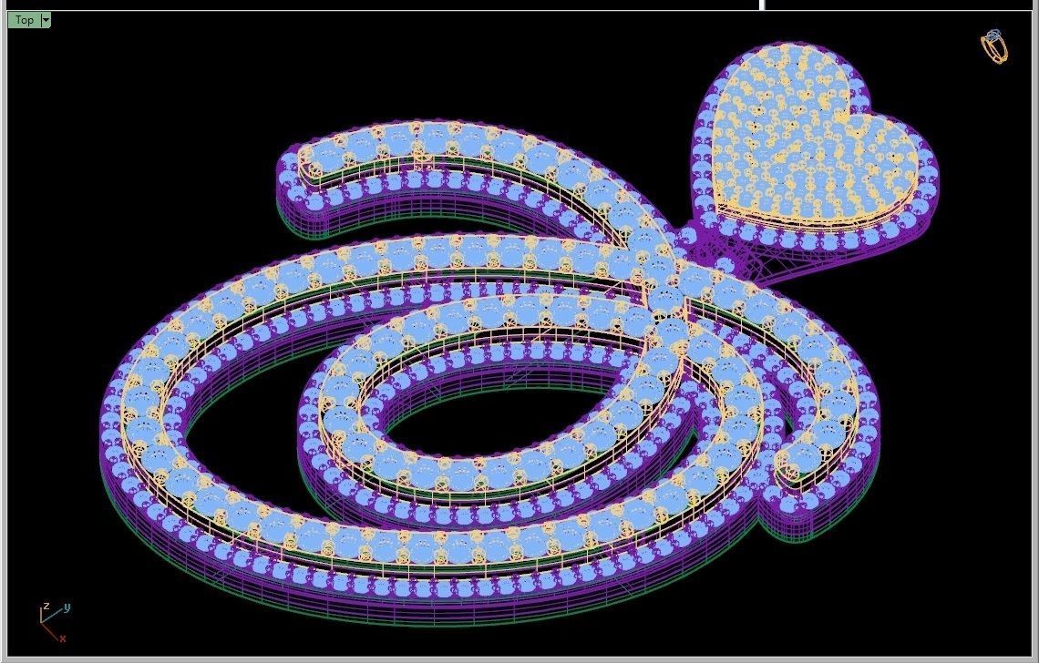 Custom Cursive Initial O Letter Diamond Pendant A to Z Alphabet 3D print model_15