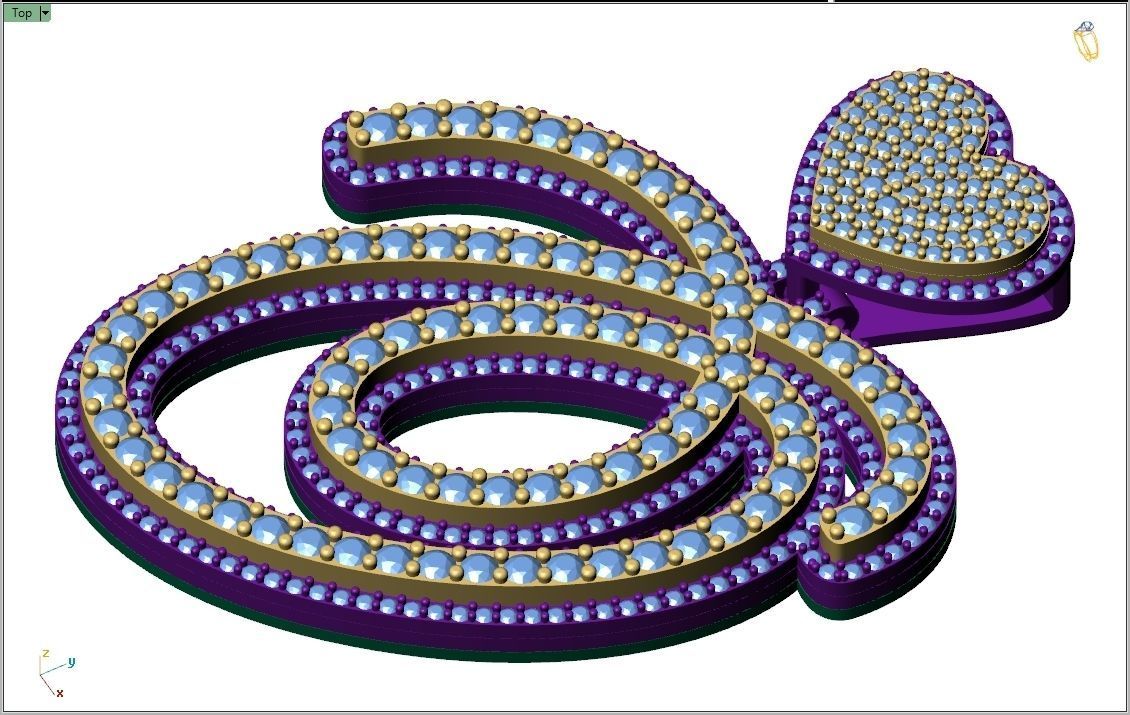 Custom Cursive Initial O Letter Diamond Pendant A to Z Alphabet 3D print model_8