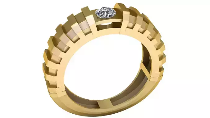 Men Fashion Single Diamond ring 3d printable model 3D print model