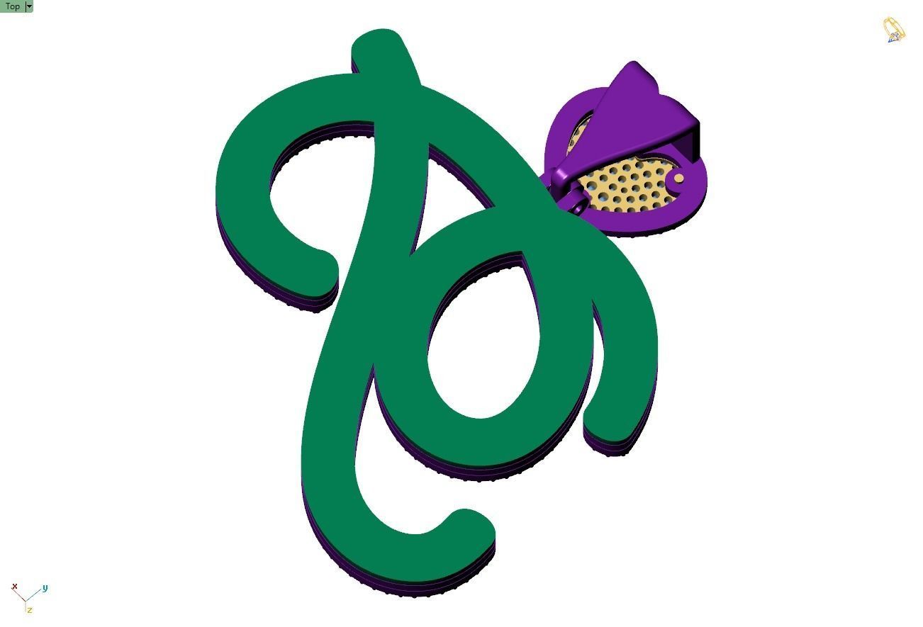 Custom Cursive Initial P Letter Diamond Pendant A to Z Alphabet 3D print model_9